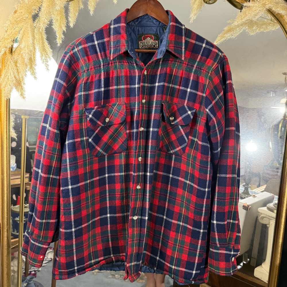 Greatland Sportswear Vintage Lined Plaid Men's Button Down Pearl Snap Flannel